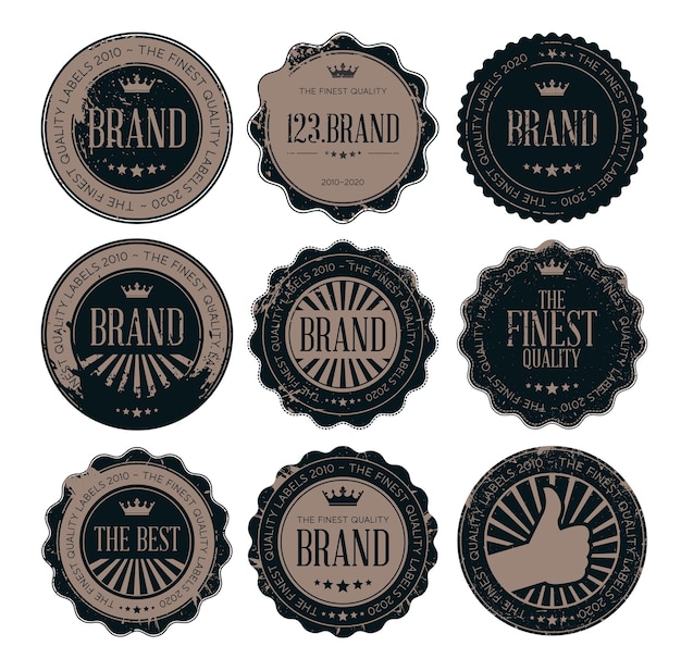 Vector grunge post stamp retro badges and labels