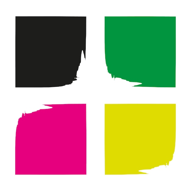 Вектор Прямоугольник с границей или рамкой квадратная черная текстура с грубыми краями печатная краска