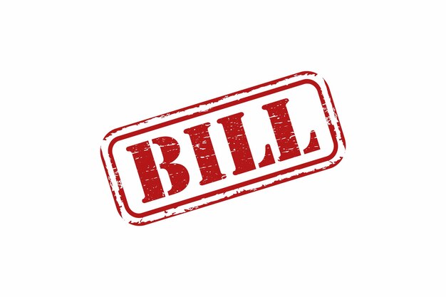 A grunge red stamp with the word bill in the middle