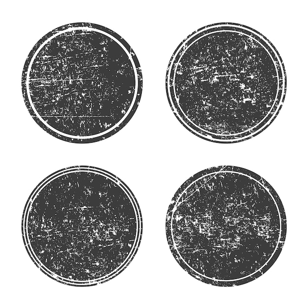 Vector grunge round black frames set