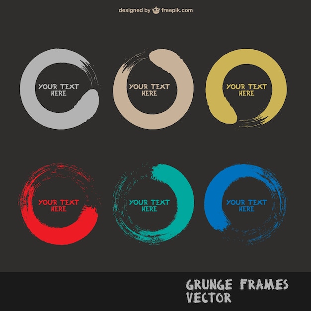 Vector grunge round frames in assorted colors