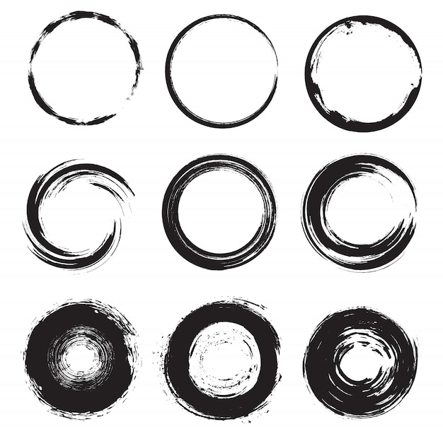 Grunge round shapes set