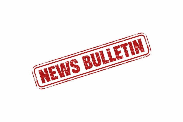 Grunge rubber stamp with the words news bulletin in red color