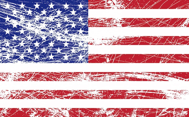 Vector grunge scratched american flag.