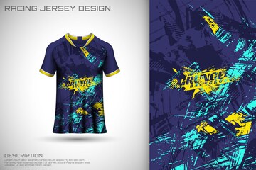 Premium Vector | Grunge sports jersey design template for soccer game ...