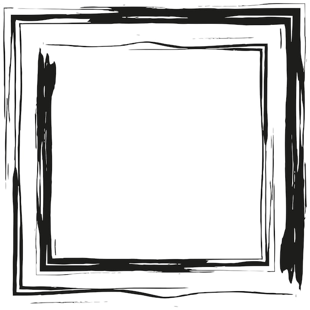 Grunge square frame Black handdrawn lines Rough and edgy Vector graphic