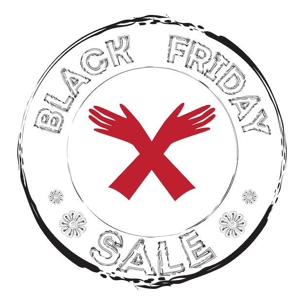 Grunge stempel met vrouw handschoen en de tekst Black Friday Sale