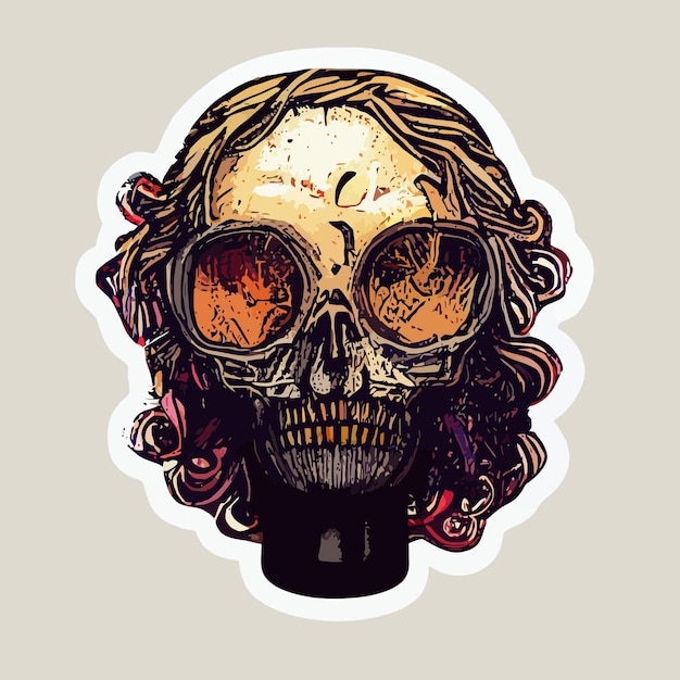 grunge sticker skull design street art illustration zombie art