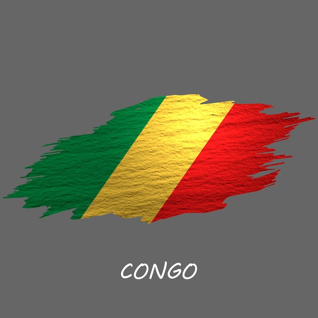 Grunge stijl vlag van Congo Penseelstreek achtergrond