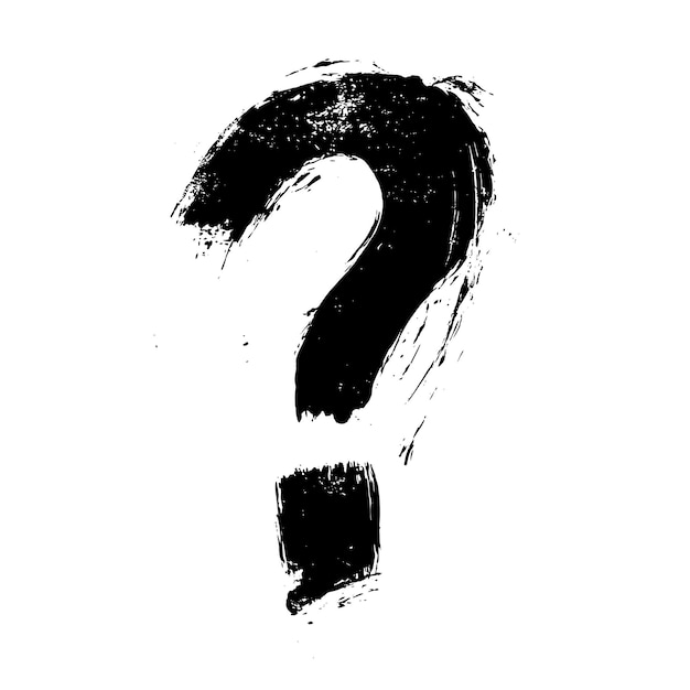 grunge style handdrawn question marks with brush stroke texture