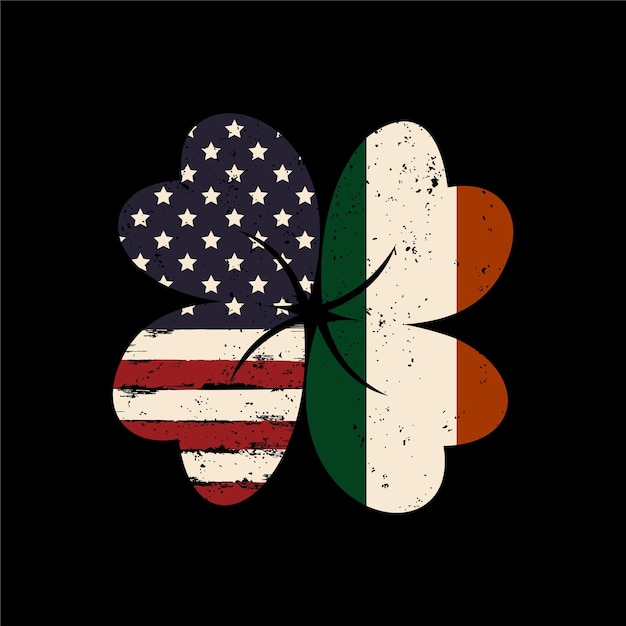 Grunge Style Irish and American Flag vector illustration