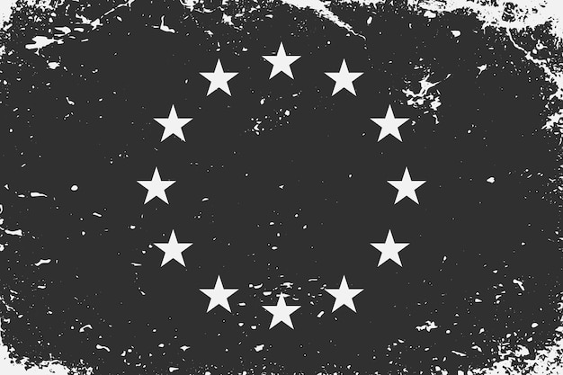 Grunge styled black and white flag european union