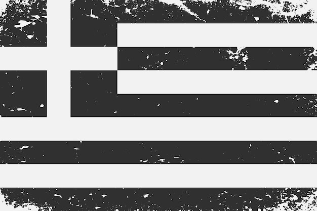 Grunge styled black and white flag greece