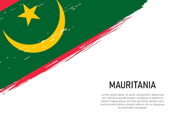 Grunge styled brush stroke background with flag of Mauritania
