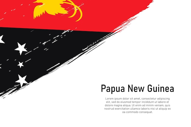 パプア ニューギニアの旗とグランジ スタイルのブラシ ストロークの背景