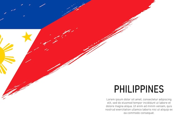 フィリピンの旗とグランジ スタイルのブラシ ストロークの背景