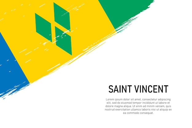 Grunge styled brush stroke background with flag of Saint Vincent