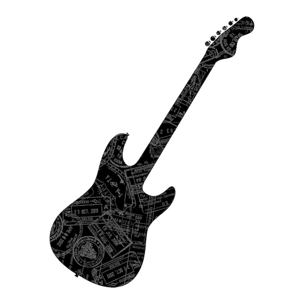 Grunge styled electric guitar. Guitar musical instrument.