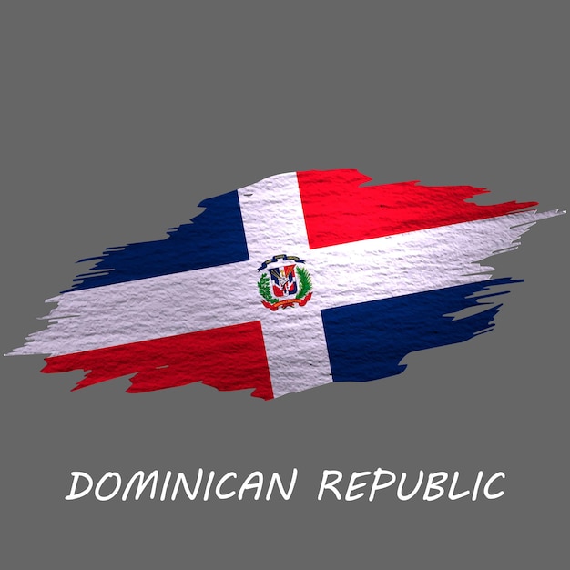 Grunge styled flag of Dominican Republic Brush stroke background