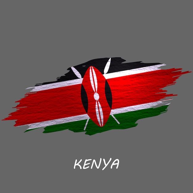 Grunge styled flag of Kenya Brush stroke background