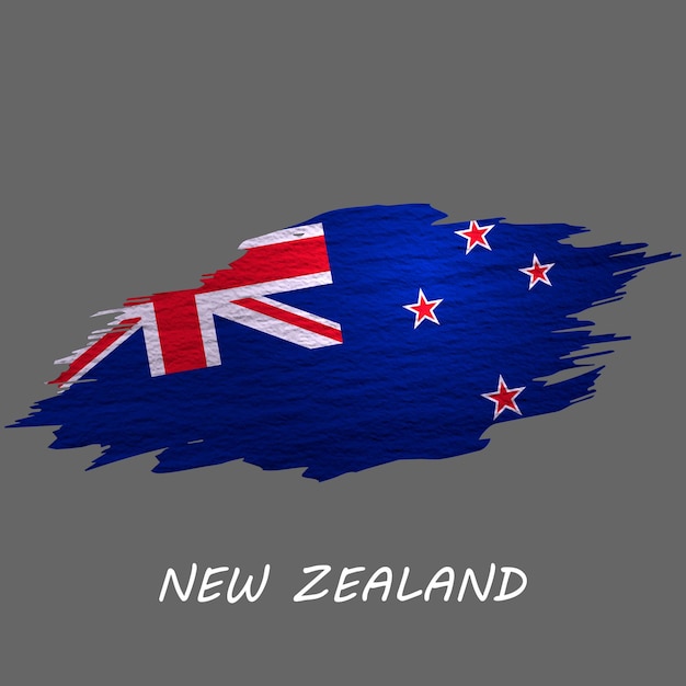 그런 지 뉴질랜드 브러시 획 배경의 국기 스타일