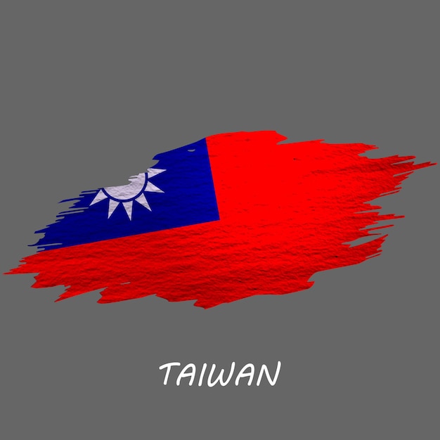 Grunge styled flag of Taiwan Brush stroke background