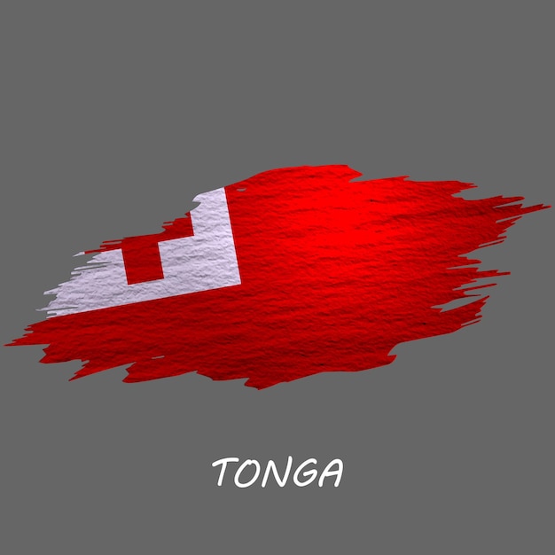 Grunge styled flag of tonga brush stroke background