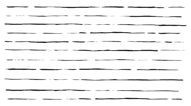 Vector grunge texture of stripes hand painted with black ink brush stroke, isolated on white background. vector illustration