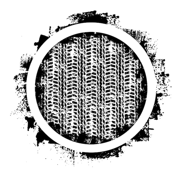Vector grunge tire track and circle