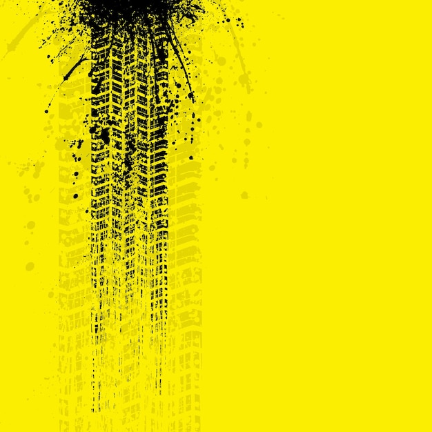 Grunge tire tracks banner yellow