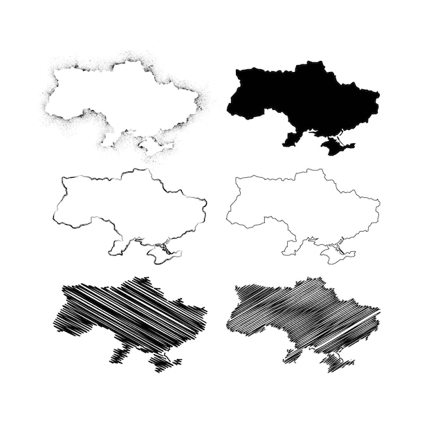 Grunge Ukraine maps silhouettes set