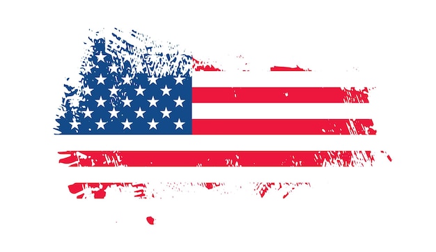 Vector grunge us flag brush stroke effect usa flag brush paint use to 4 of july american president day