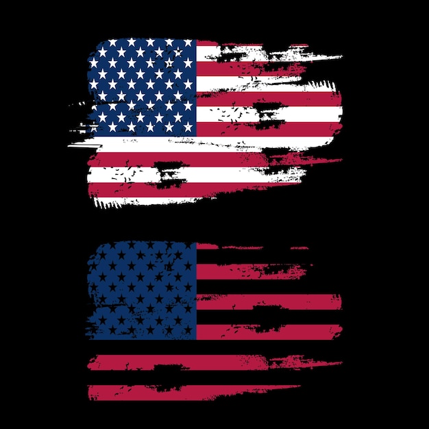 Vector grunge usa flag american flag with grunge texture vector