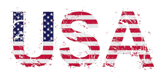 Гранж текст сша с флагом