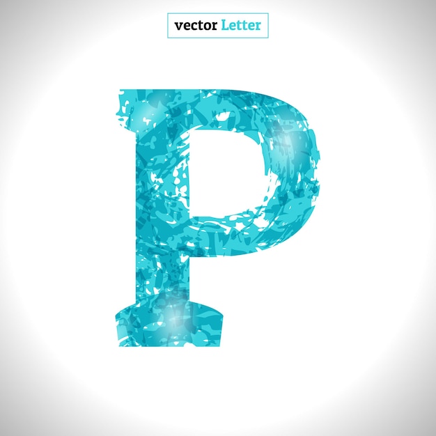 Grunge Vector Symbool P Lettertype Blauwe Schetsstijl