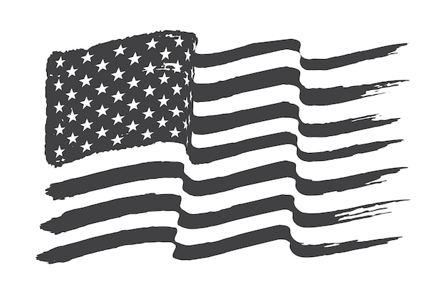 Vector grunge wavy american flag.