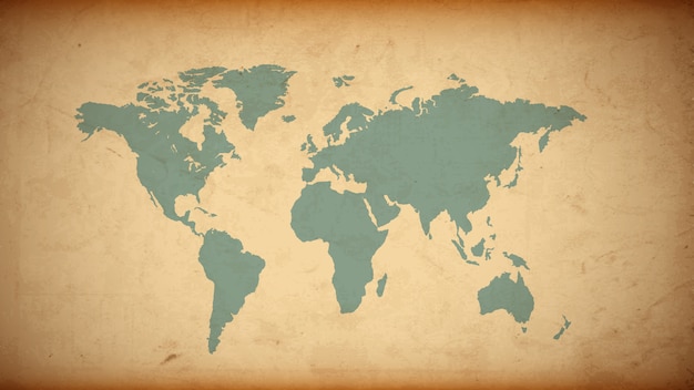 Vector grunge wereldkaart op oud papier
