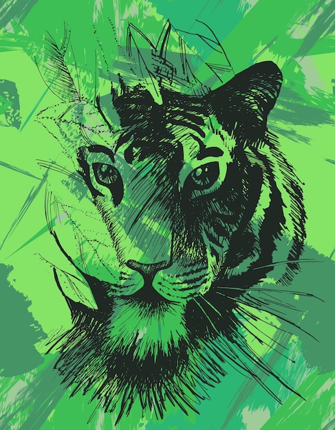 Vector grunge wild tiger