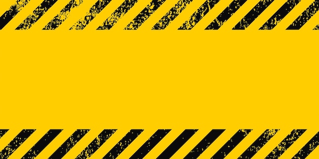 Vector grunge yellow and black diagonal stripes industrial warning background