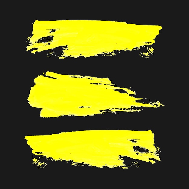 Grunge yellow brush strokes Collection of brush strokes vector