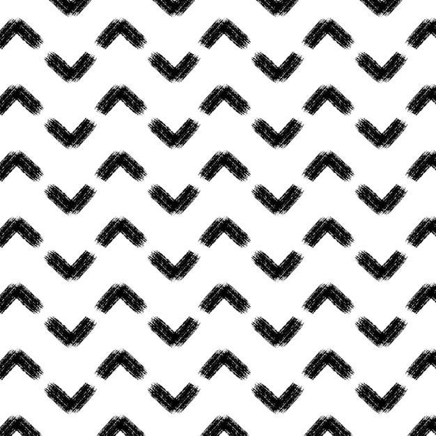 Grunge zigzag pattern black lines drawn with a brush and pencil Pattern on transparent background