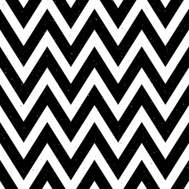 Grunge zigzag seamless pattern. Black and White chevron fabric texture. Abstract zig zag background.