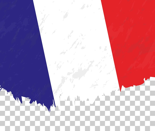 透明な背景にグランジ スタイルのフランスの旗