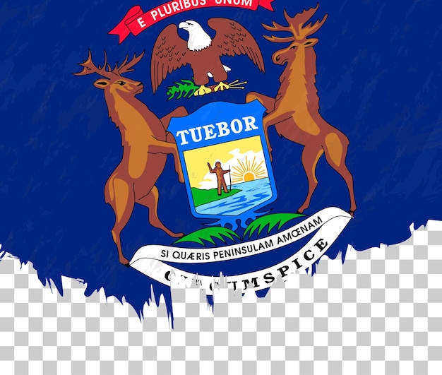 ベクトル 透明な背景のミシガン州のグランジスタイルの旗