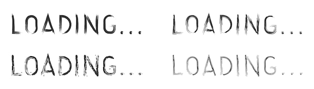 Grungestyle lading icoon met ruwe tekst en punten minimalistisch ontwerp