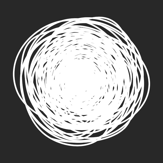 Grungy round scribble circle on black background