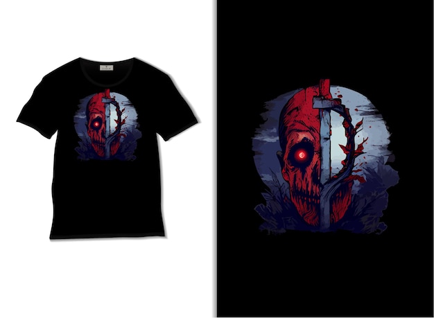 grungy slasher halloween t shirt design movie inspired illustration retro t-shirt vector