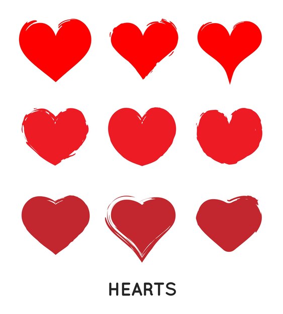 Vector grungy vector hand draw hearts valentin's day symbol