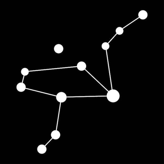 Grus constellation map Vector illustration