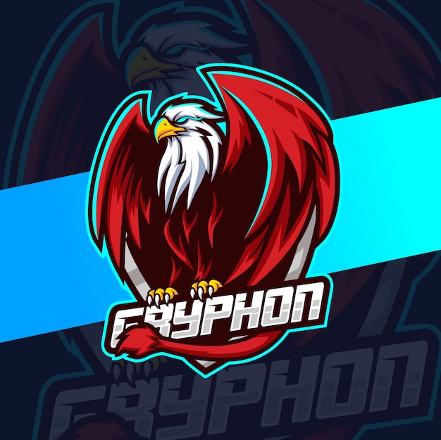 Gryphon mascotte esport logo ontwerp